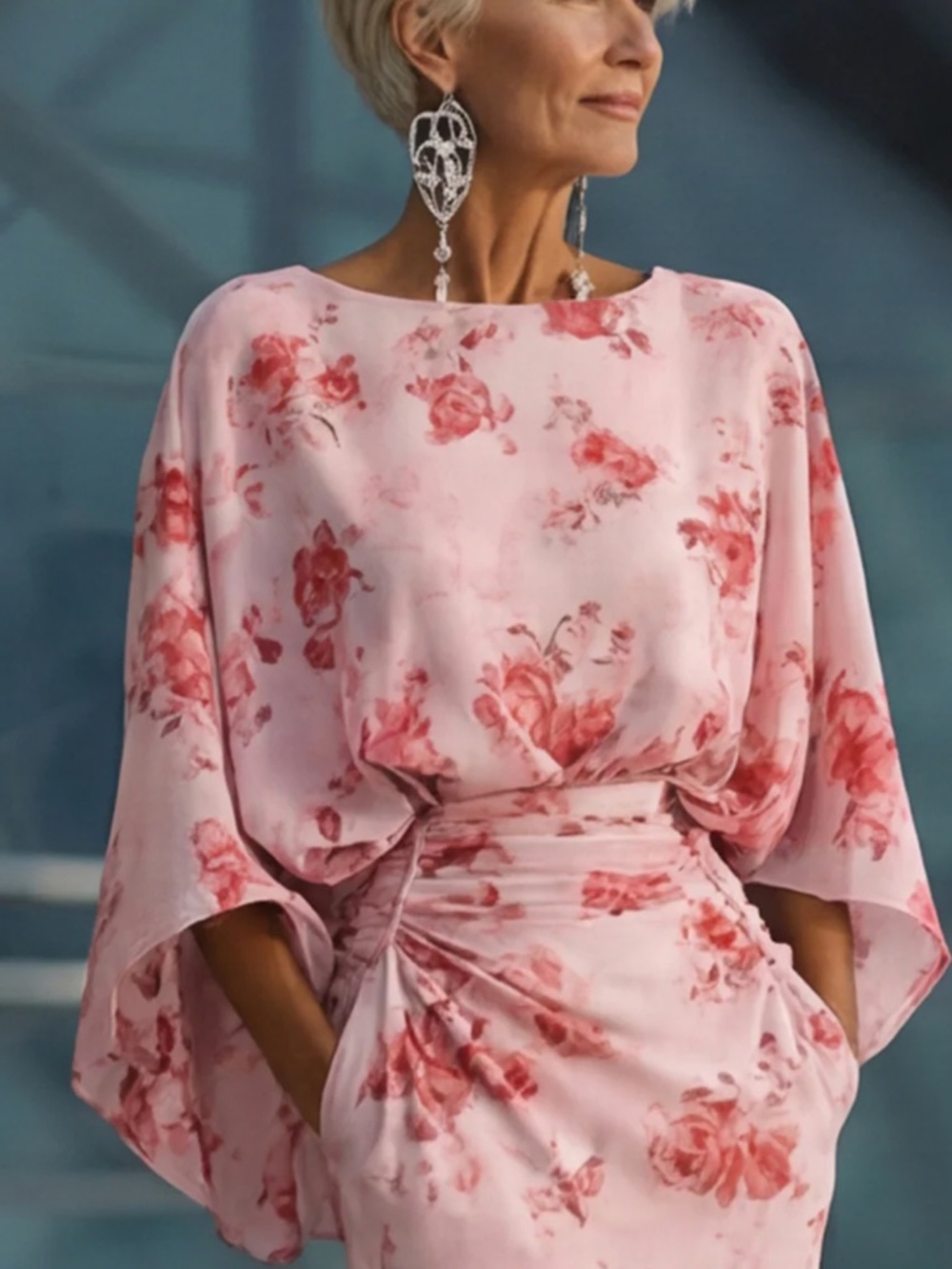 Dress, Mother of the Bride/Groom, pink floral, Gorgeous - Picture 3 of 4